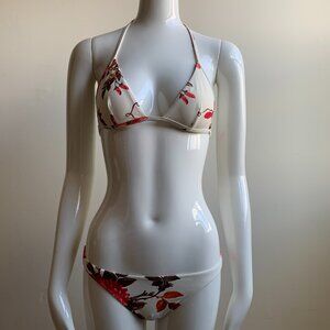 Sauvage california cream & Rose asian floral print bikini